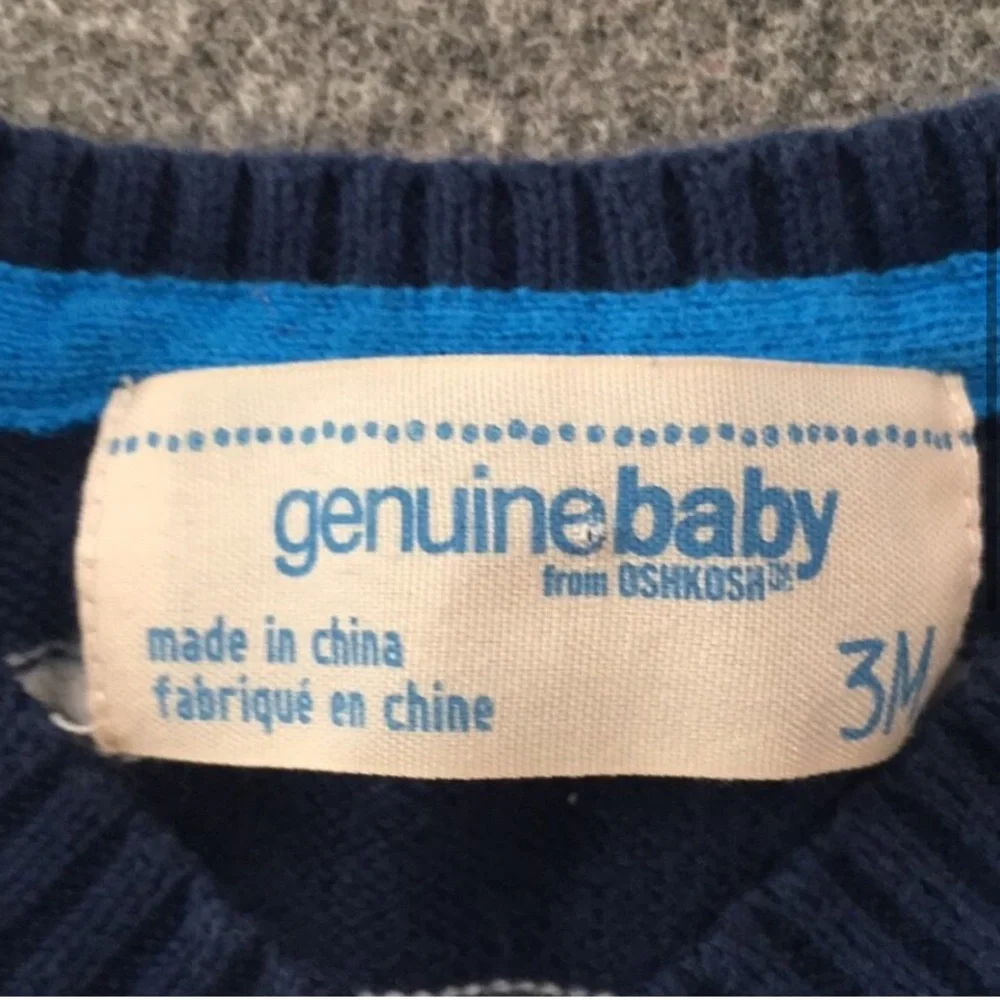 💥 $5 if bundled - Genuine Baby by OshKosh 3 Month Sweater Vest Navy White Stripe